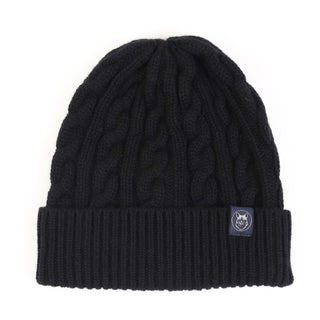 men's cable beanie in colour black.