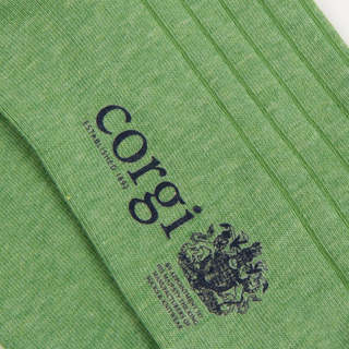 Green socks with 'Corgi' branding and logo
