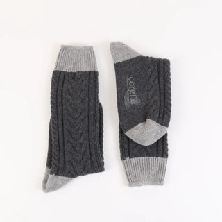 Men's Handmade Fan Cable Pure Cashmere Socks