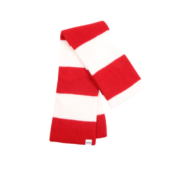 Red and white striped scarf on a white background
