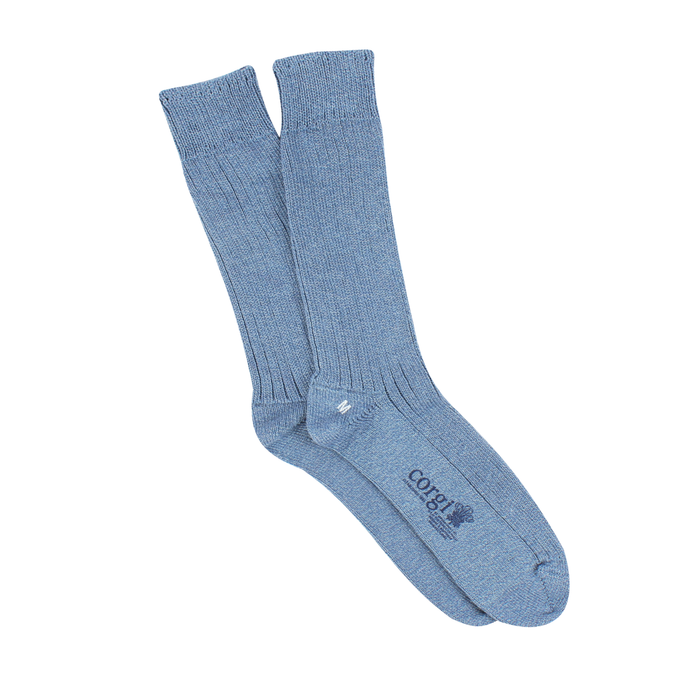 denim pure cotton boots socks laid flat on a white background