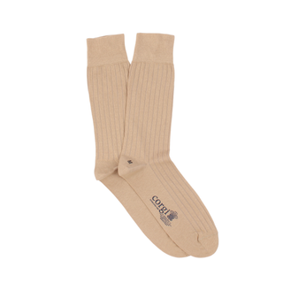 Men's Brecon Ribbed beige Cotton Socks