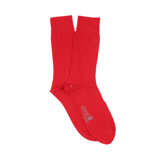 Men's Brecon Ribbed Red Cotton Socks