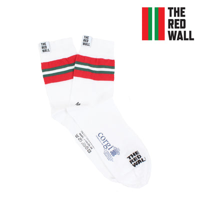 White Red Wall socks on a white background.