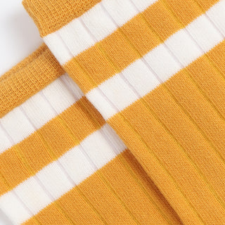 Close-up of yellow and white striped fabric