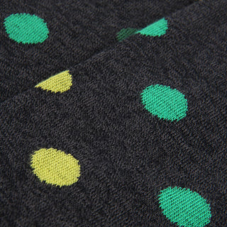 Charcoal socks with green and lime polka dots
