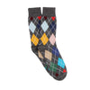 Colorful argyle patterned sock on a white background