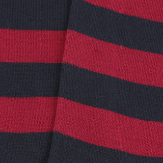 Close-up of red and navy striped fabric