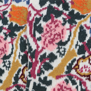 close p of the floral knitted sock fabric