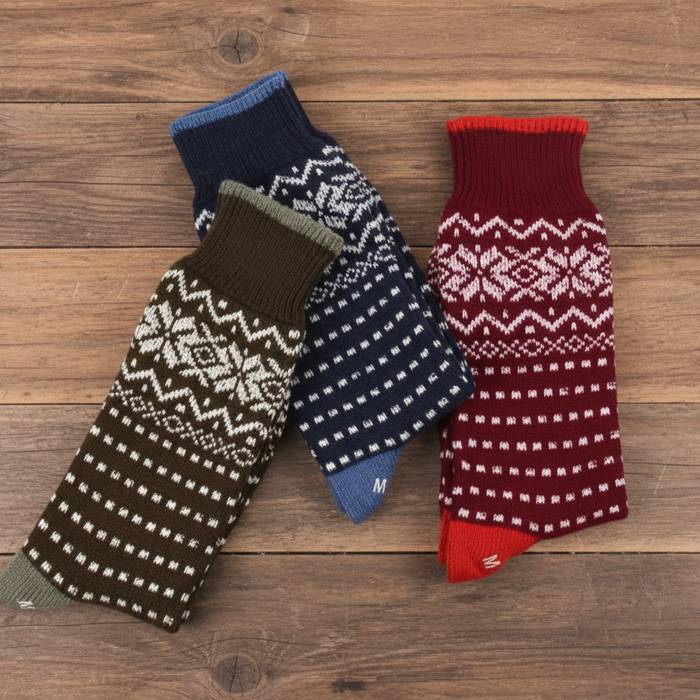 Men's Fair Isle Pure Cashmere Socks.