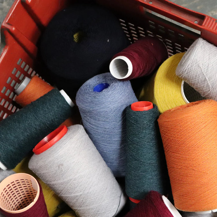 Yarn in a box at the factory