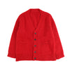 red moahir cardigan