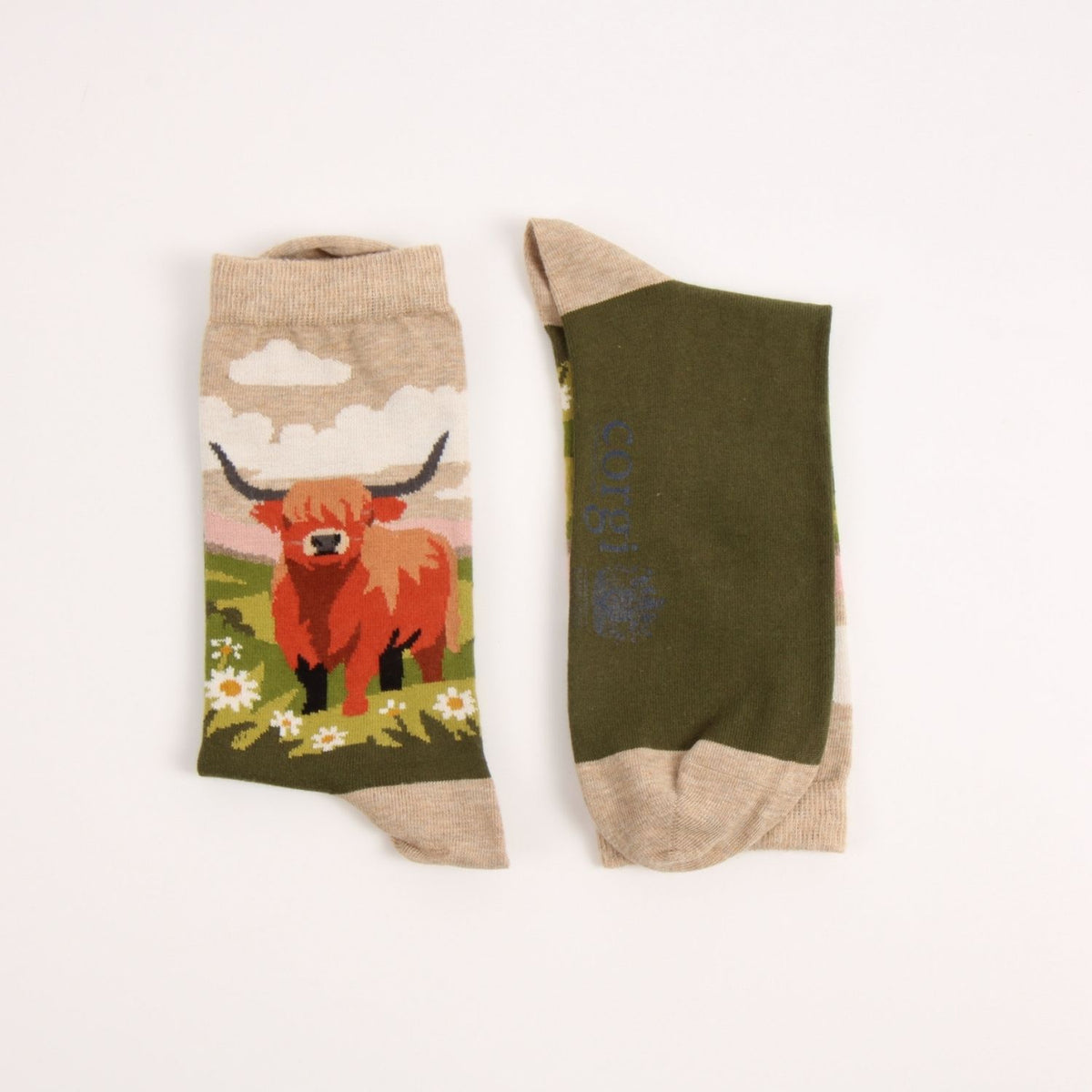 Highland Cow scene lightweight Cotton socks