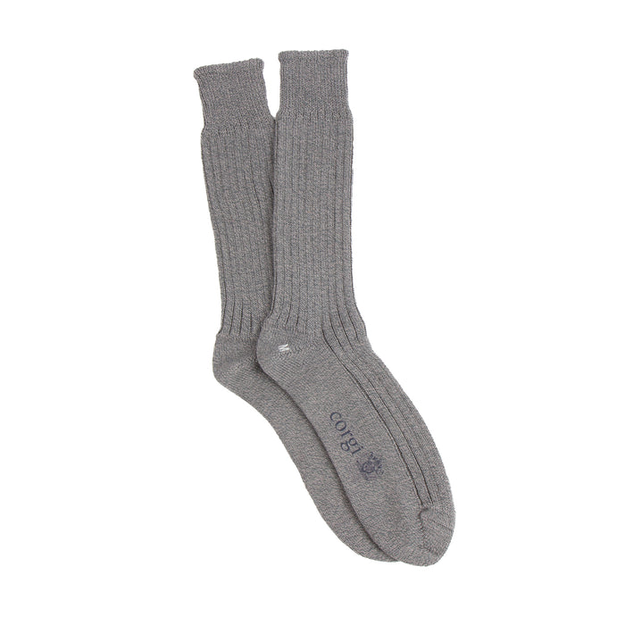 Pair of gray socks on a white background