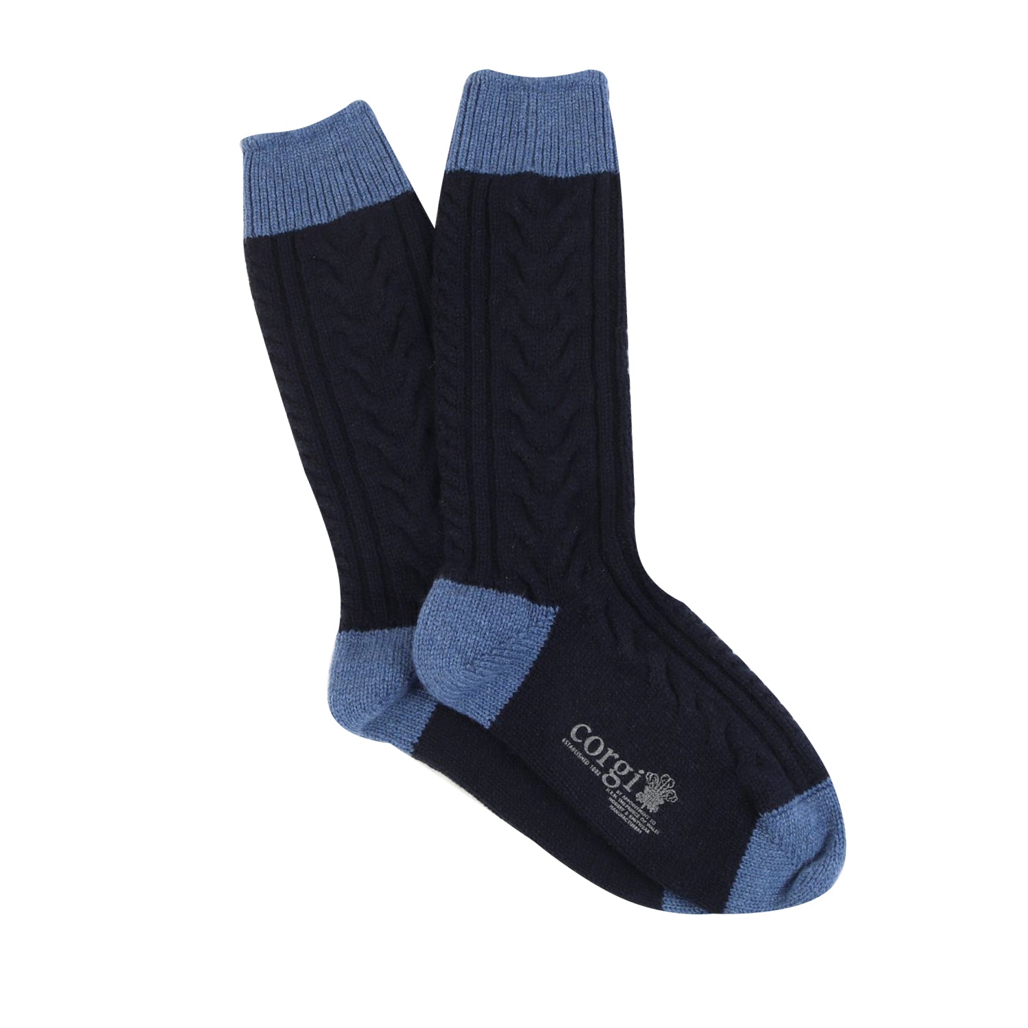 Luxury Cashmere Fan Cable Sock - Corgi Socks