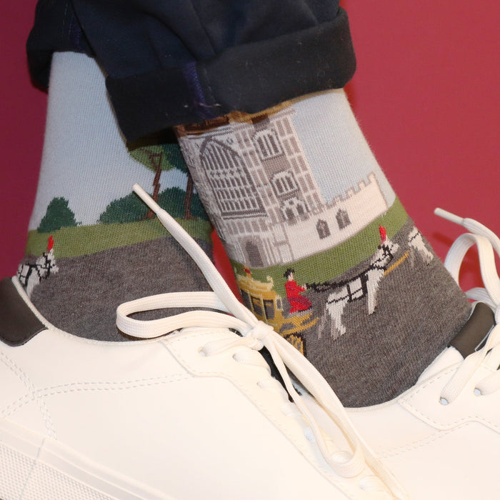 Men's Coronation Westminster Abbey Scene Cotton Socks - Corgi Socks