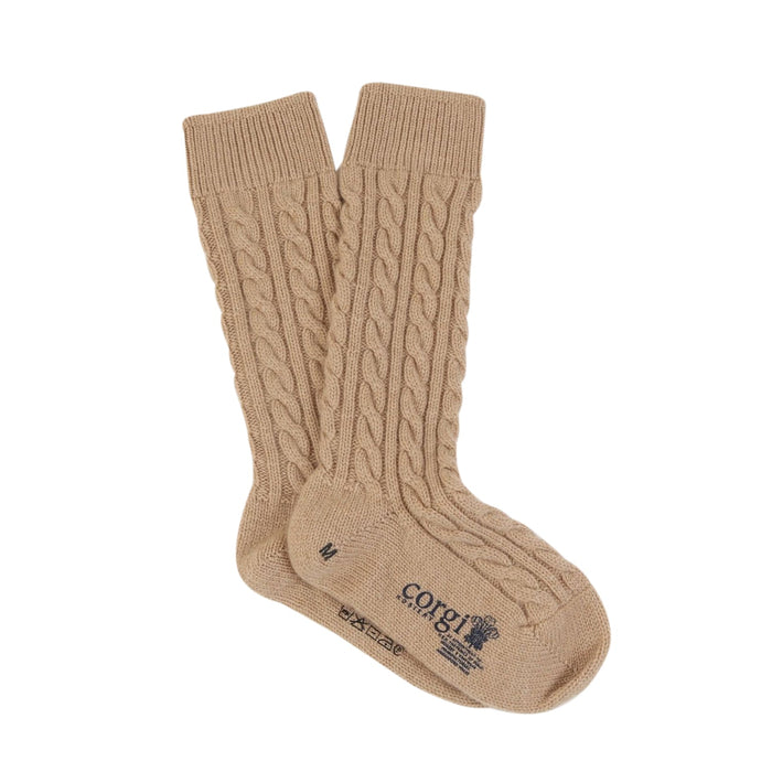 Men's Luxury Hand Knitted Prince of Wales Cable Pure Cashmere Socks - Corgi Socks