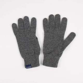 Pair of gray gloves on a white background