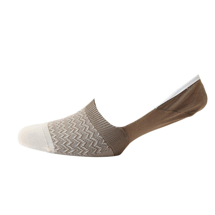 Cream and brown Mini Chevron Mercerised Cotton Invisible Socks - Corgi Socks