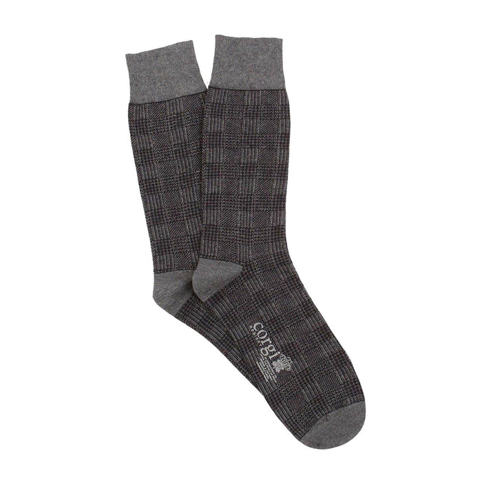 Men's Tartan Cashmere Blend Socks Charcoal