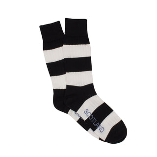 Scottish Navy and White Stripe Cotton Socks - Corgi Socks