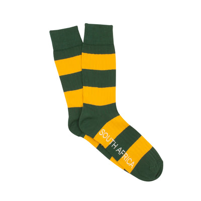 South African Stripe Cotton Socks - Green and yellow stripe Corgi Socks
