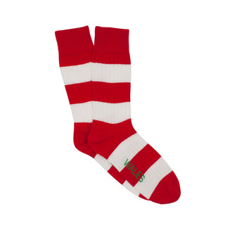 Welsh Rugby Red and White Stripe Cotton Socks - Corgi Socks