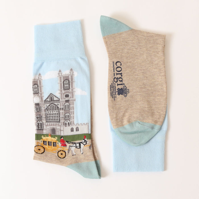 Women's Coronation Westminster Abbey Scene Cotton Socks - Corgi Socks