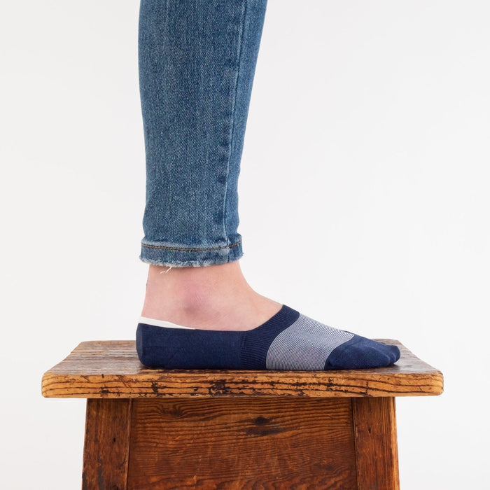 Women's Micro Stripe Mercerised Cotton Invisible Socks - Corgi Socks