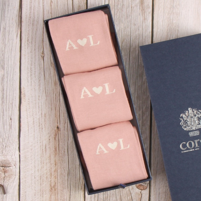 Women's 3-Pair Personalised Valentines Socks