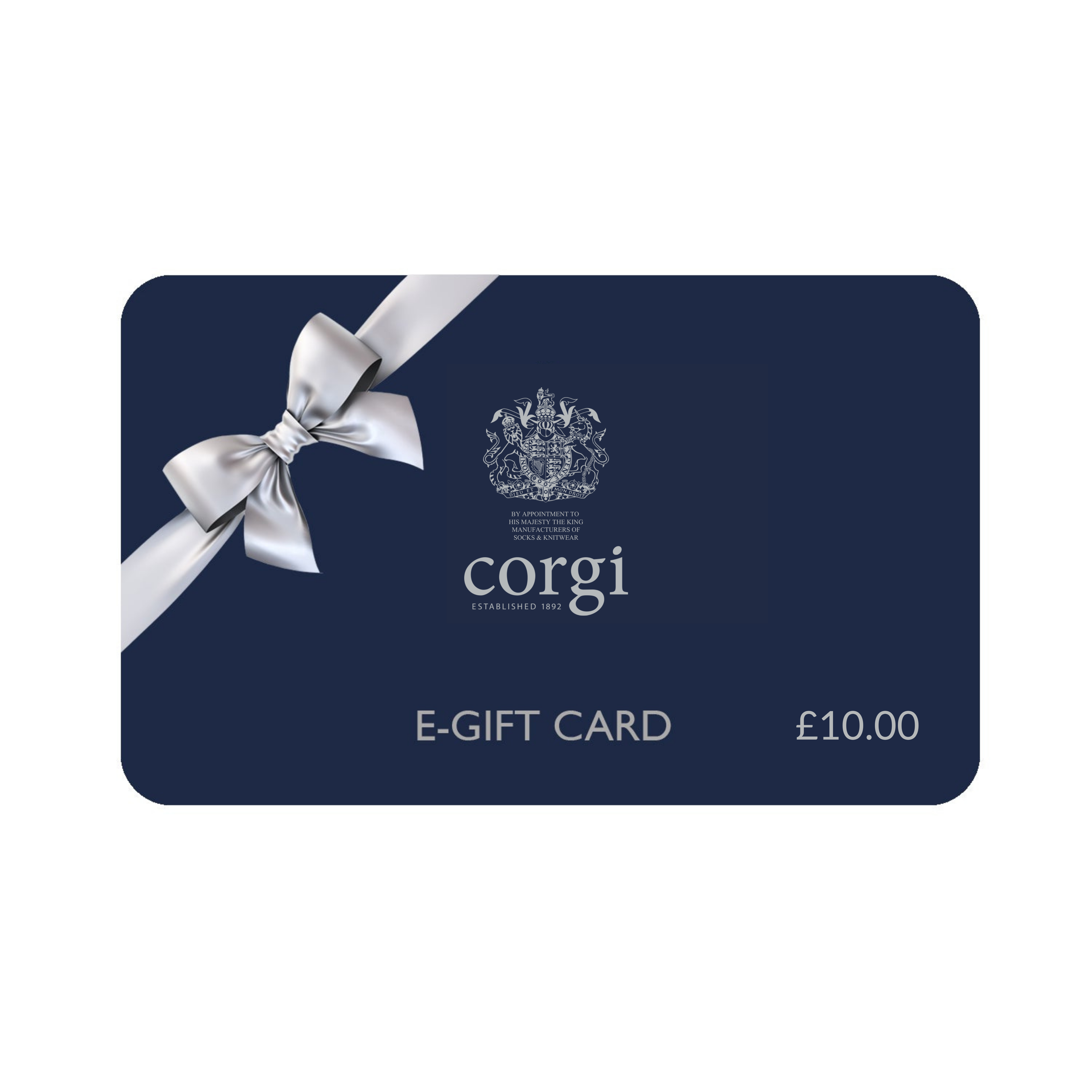 Corgi e-gift card with a bow on a white background