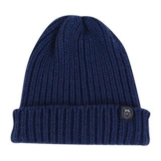 dark blue Rib Knit Cashmere Beanie hat - Corgi Socks
