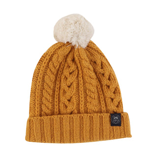 Multi Cable Knit Cashmere & Wool Bobble Beanie