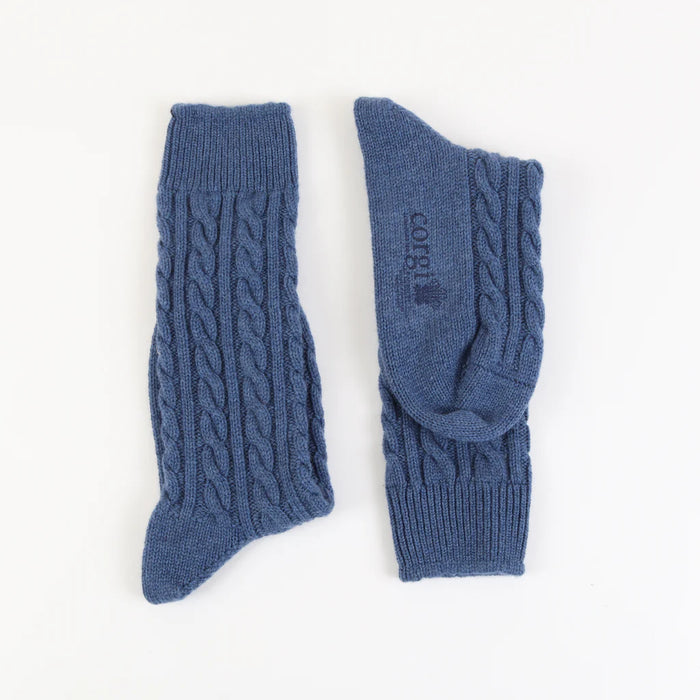 Men's Handmade Cable Pure Cashmere Socks