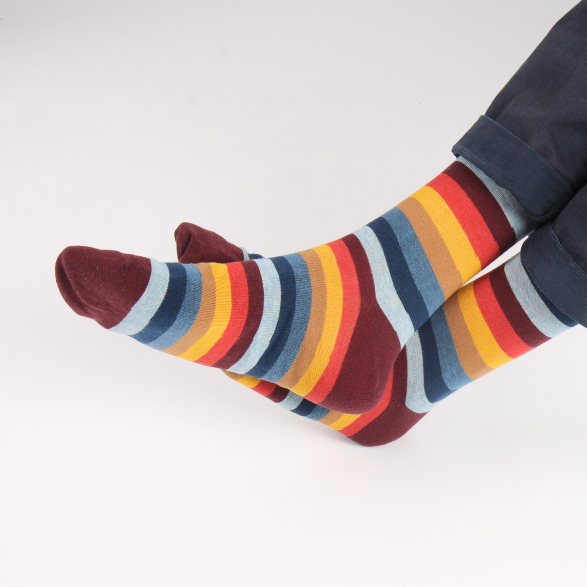 Men's Striped Cashmere Blend Socks