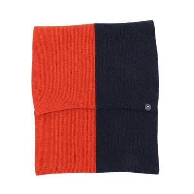 colour split scarf in orange and navy