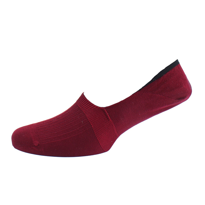Men's Rib Maroon Mercerised Cotton Invisible Socks