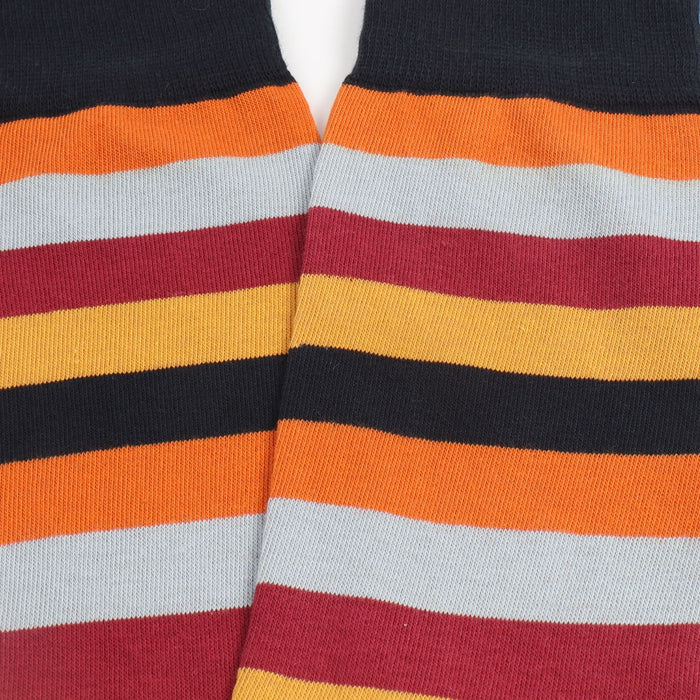 close up of colourful striped socks