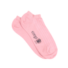 Pink sock with 'corgi' branding on a white background