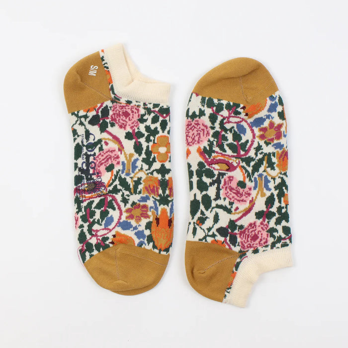 floral trainer socks side by side on a white background