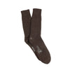 Pair of brown ribbed cashmere socks on a white background
