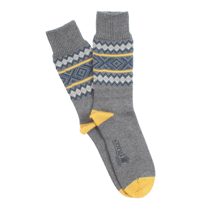 Men's Zig Zag Cuff Wool & Cotton Socks