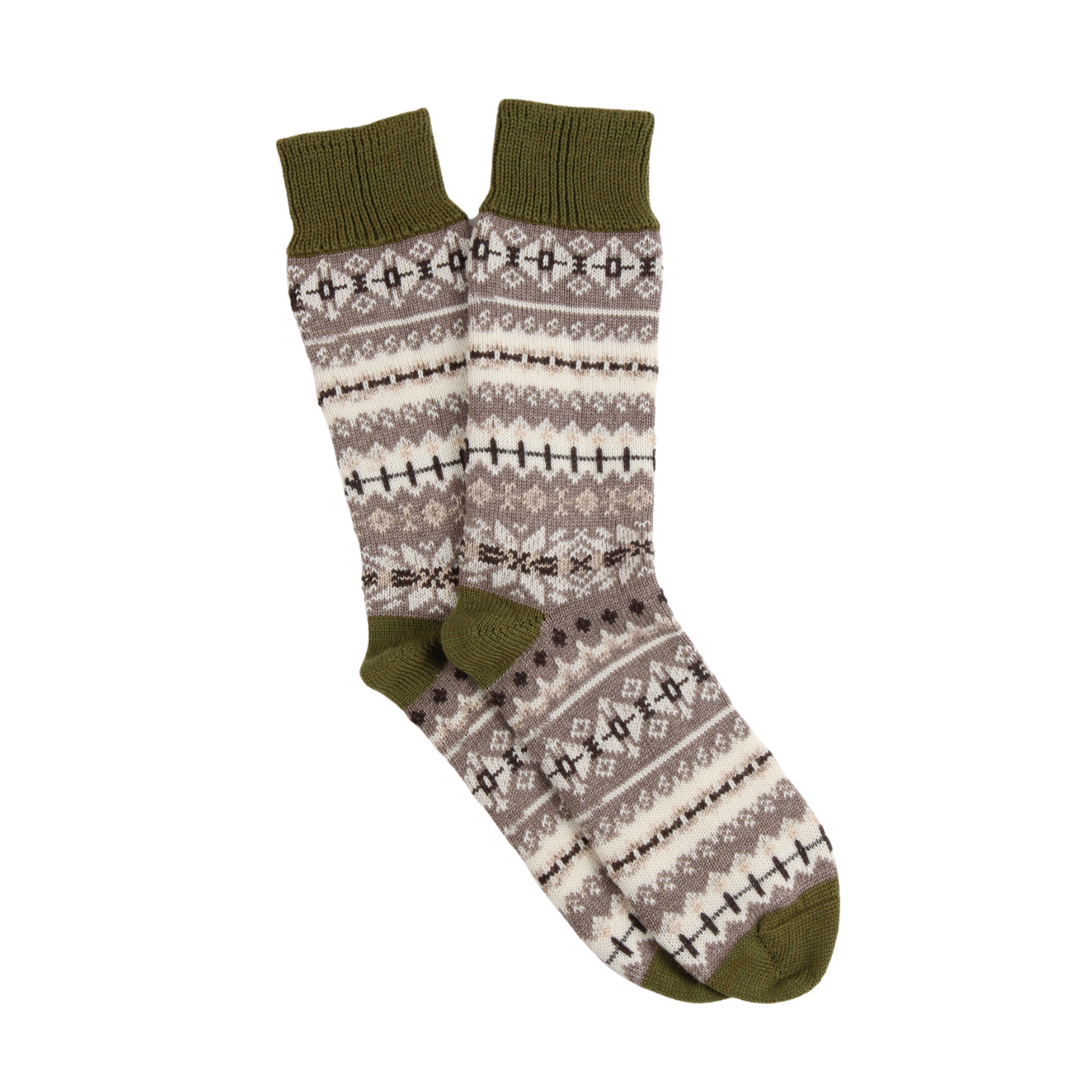 Pair of socks with a pattern on a white background