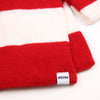 Red and white striped fabric with a 'Wrexham' label on a white background