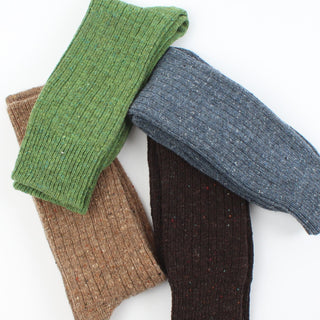 Men's Plain Rib Donegal Wool Socks