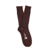 Brown sock with a logo on a white background