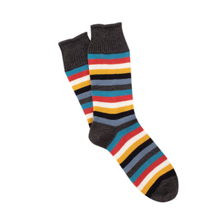Colorful striped socks on a white background