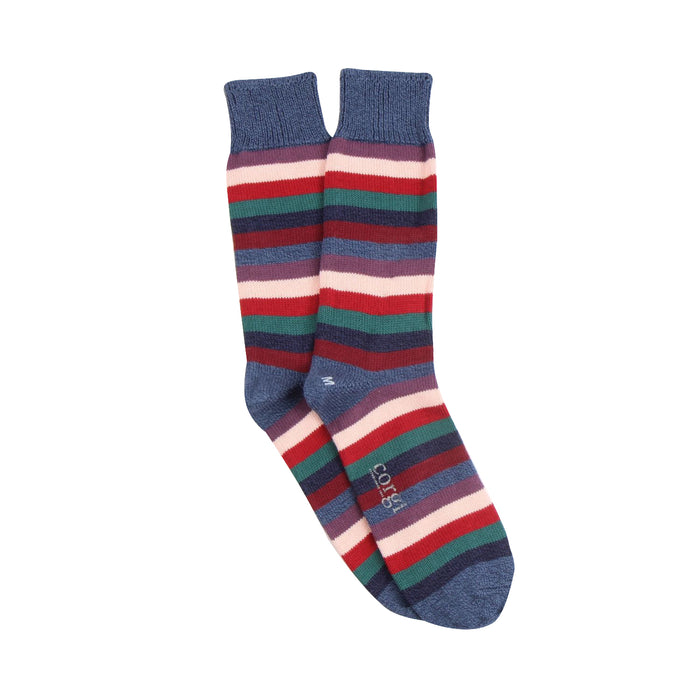 Men's 7 Colour Stripe Pure Cotton Socks