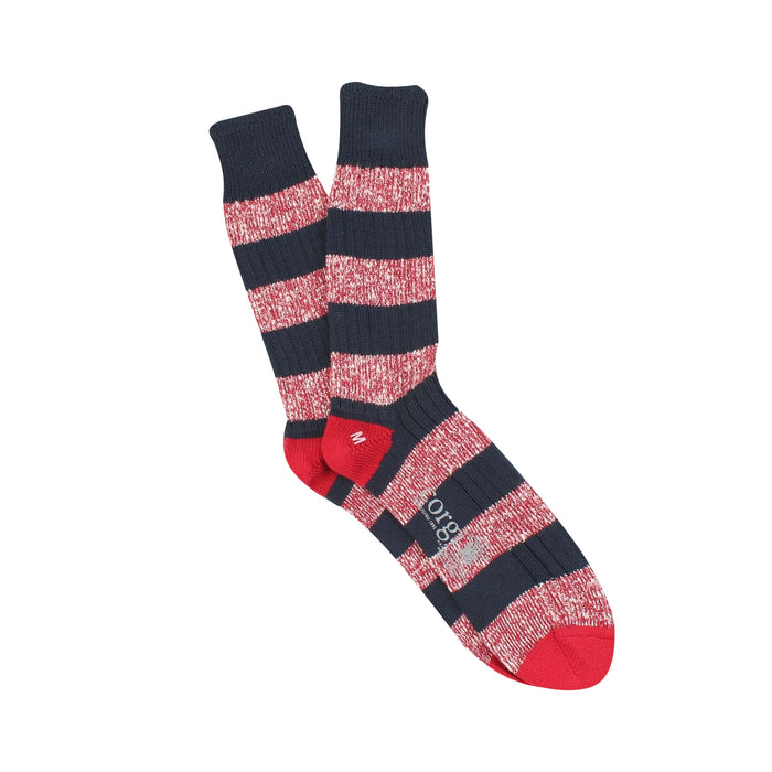 Rugby Stripe With Contrast Heel & Toe Pure Cotton Socks