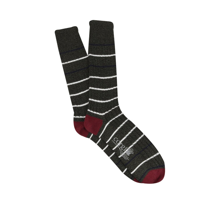 Men's Fine Striped Pure Cotton Boot Socks